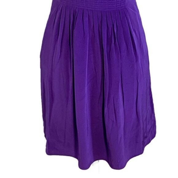 Tibi Dress Women Sleeveless Mini Flare Silk Sundress Pleats Solid Purple 4 Small - Picture 6 of 9